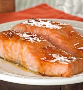 bourbon-glazed salmon